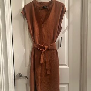 Jones New York Camel Brown Sleeveless Tie-Waist Dress Size 12 NWT